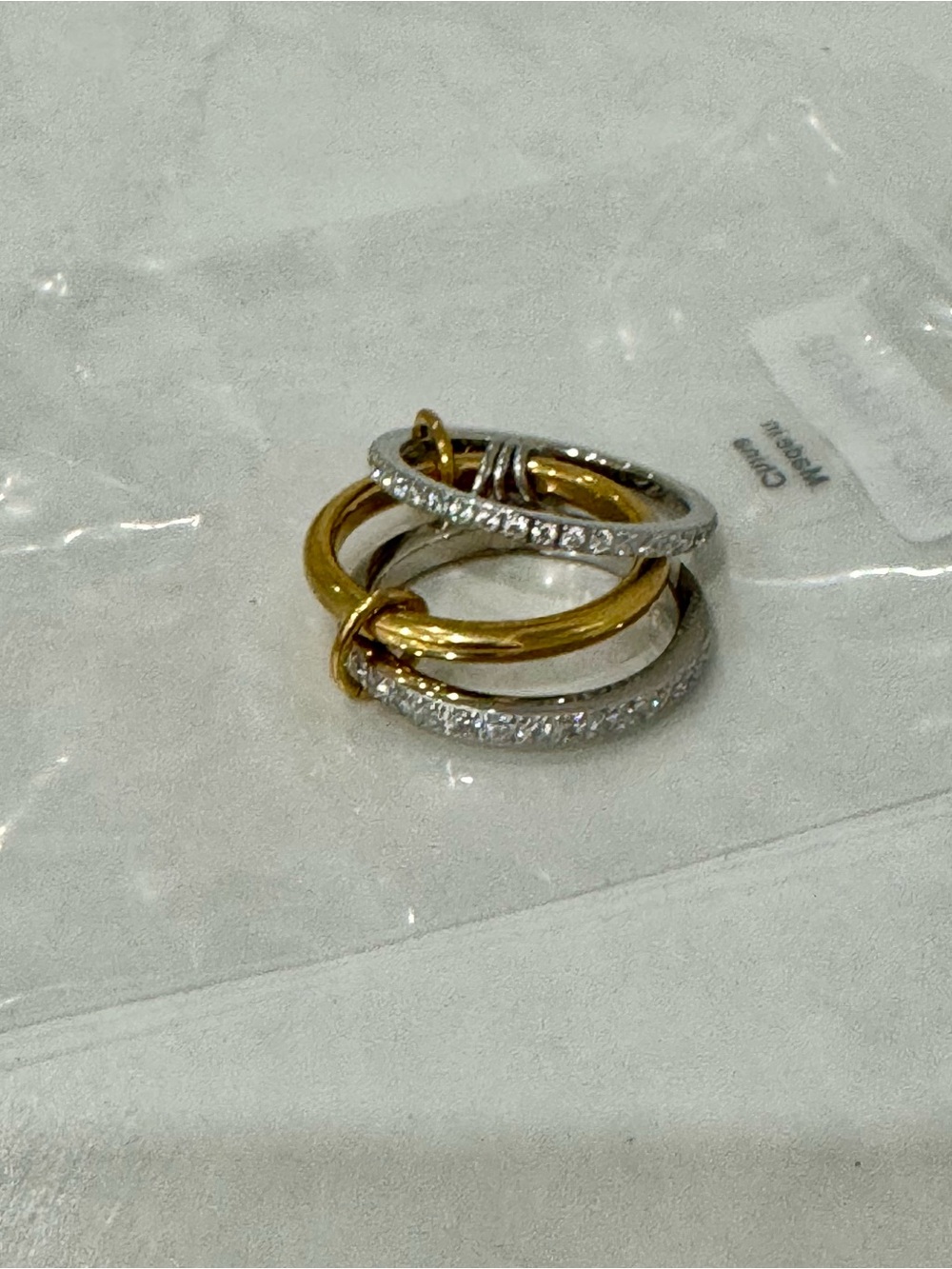 NEW💍✨Two-Tone Crystal Interlocking Statement Ring Size 9